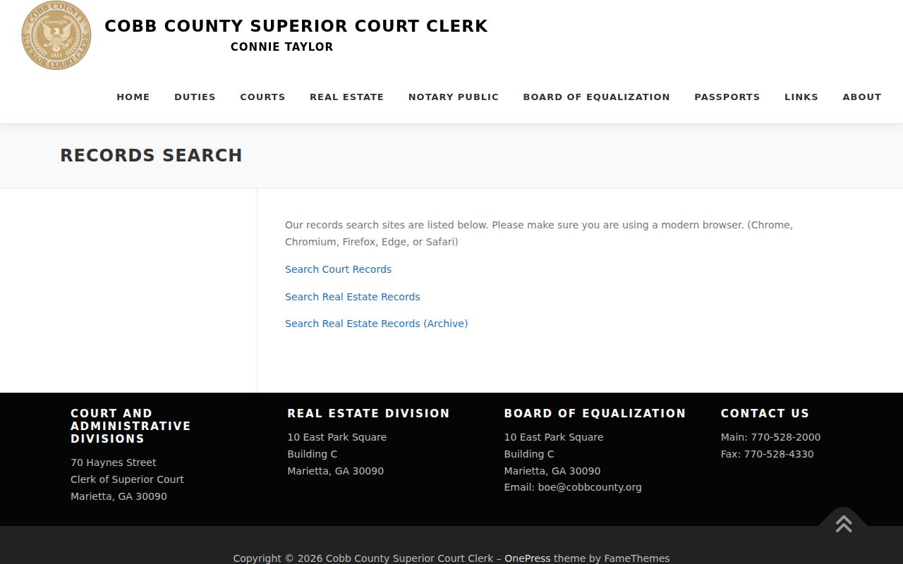 Cobb County court and real-estate records gateway for Acworth searches