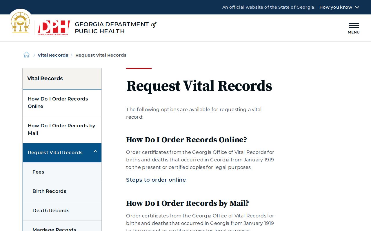 Georgia vital records request methods for Acworth family research