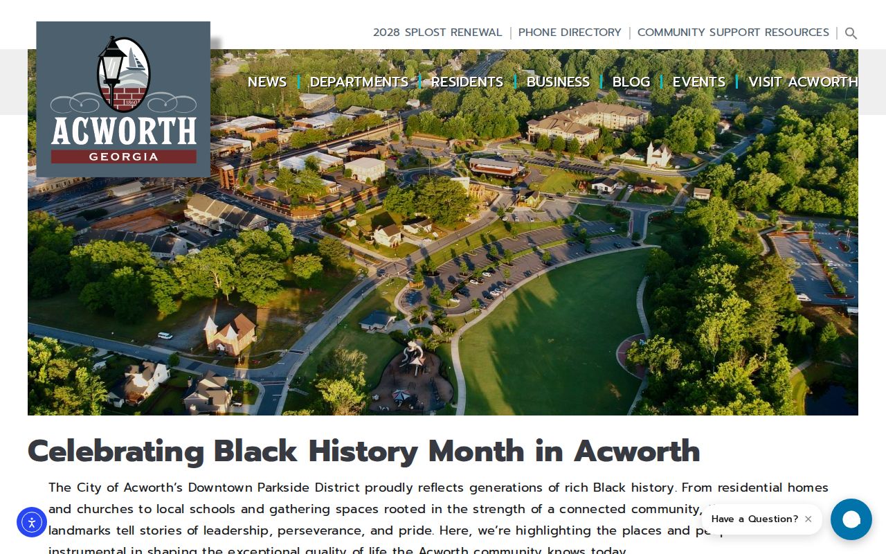Acworth history page describing Campbell Hill and Fifth Ward neighborhoods