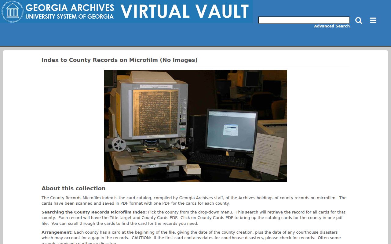 Georgia Archives county microfilm index for older Cobb records