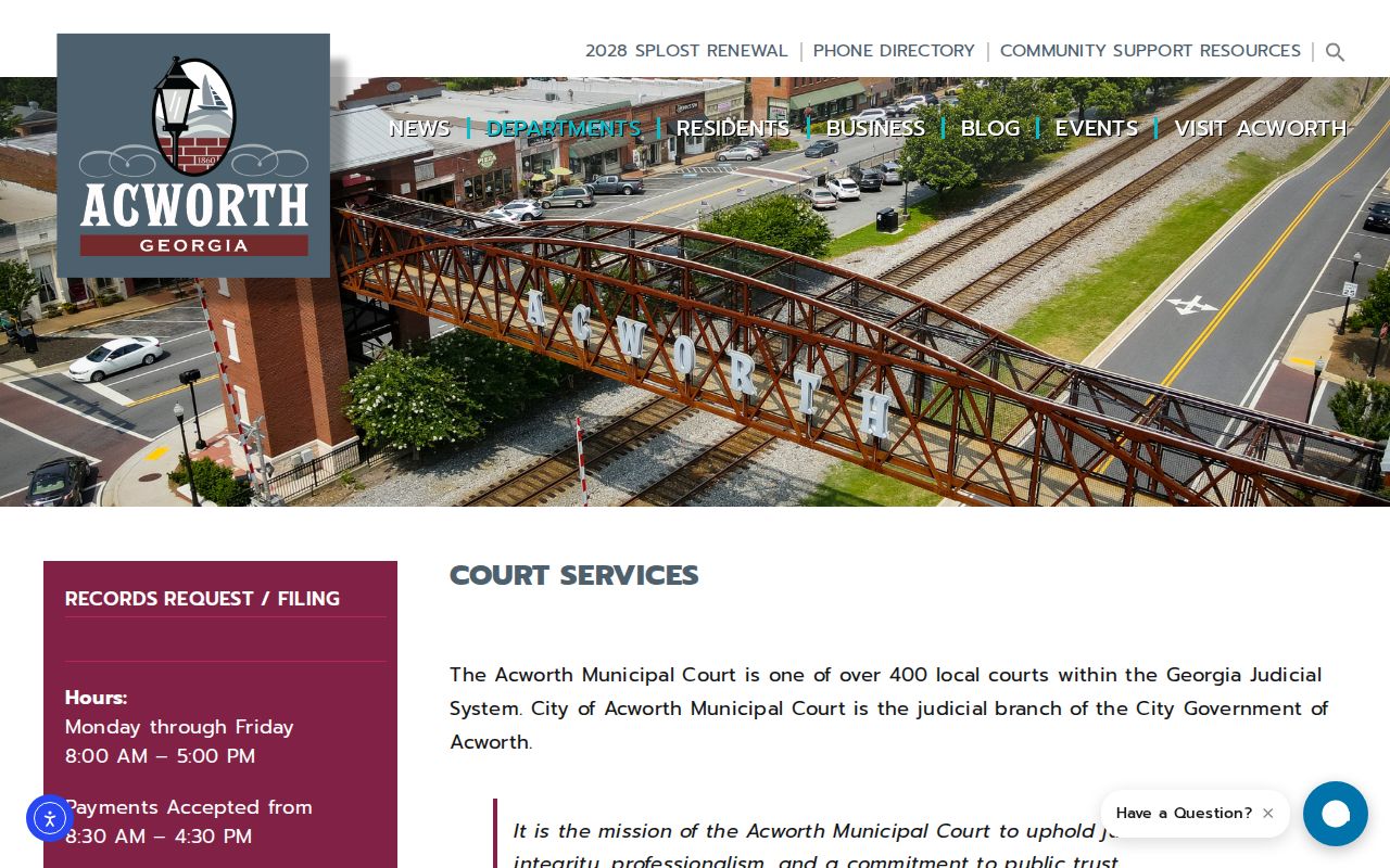 Acworth Municipal Court public records access page