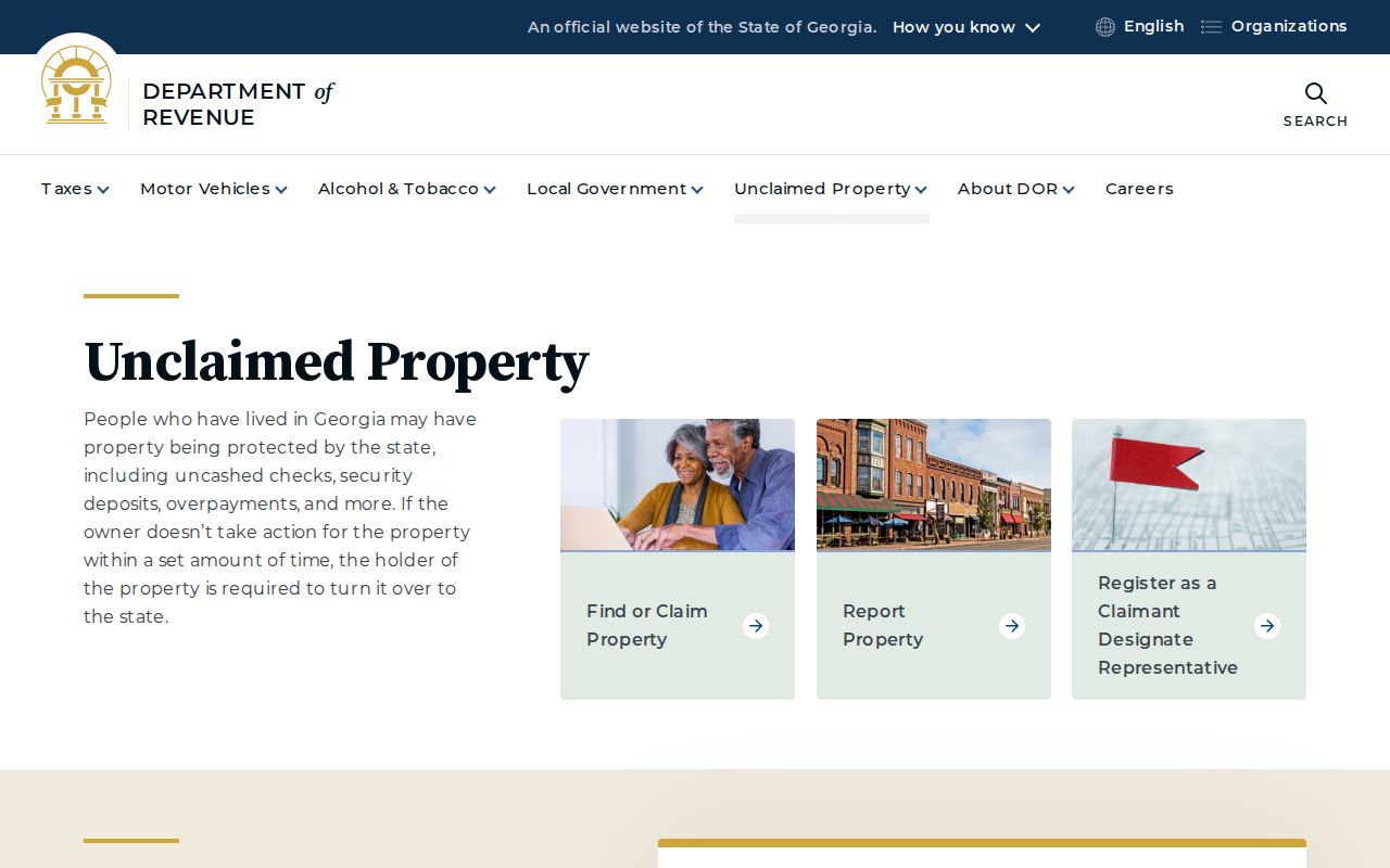 Georgia unclaimed property route for an Acworth resident