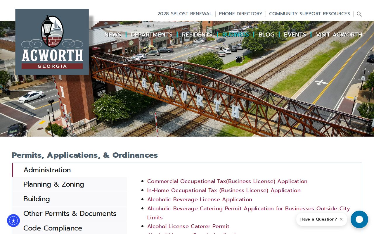 Acworth permit library for address-keyed building records